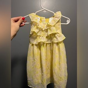 Yellow Toddler Dress with Pink Floral Detail size 18-24M